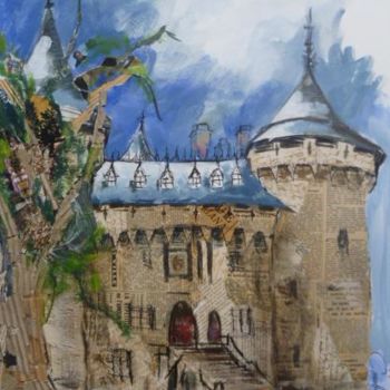Malerei mit dem Titel "Combourg,un château…" von Bea Rialland, Original-Kunstwerk, Acryl