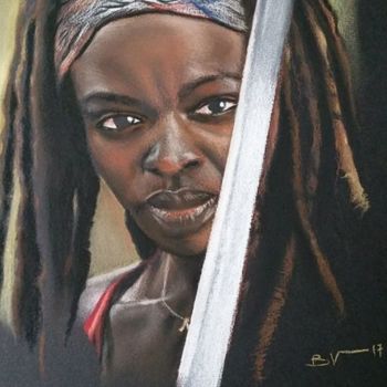 Рисунок под названием "Michonne.jpg" - Béatrice Viez, Подлинное произведение искусства, Пастель