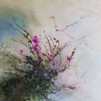 Painting titled "Magnolias" by Béatrice Viez, Original Artwork, Acrylic
