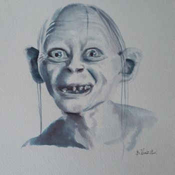 Painting titled "Gollum ( #artistsup…" by Béatrice Viez, Original Artwork, Ink