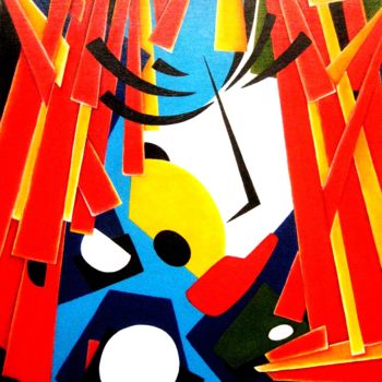 Картина под названием "В голубой накидке" - Беатрисса, Подлинное произведение искусства, Акрил