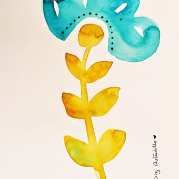 Malerei mit dem Titel "Flor azul" von Beatriz Astudillo, Original-Kunstwerk, Aquarell