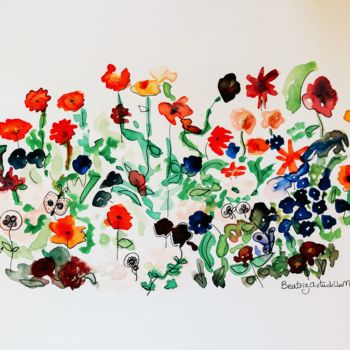 「Campos de flores」というタイトルの絵画 Beatriz Astudilloによって, オリジナルのアートワーク, 水彩画