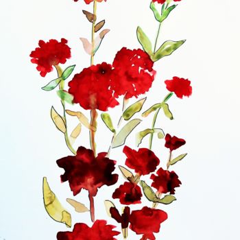 Painting titled "En rojo" by Beatriz Astudillo, Original Artwork, Watercolor