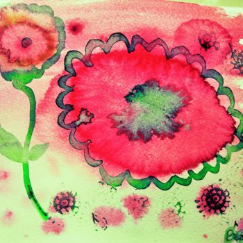 Pintura titulada "Flor y creación" por Beatriz Astudillo, Obra de arte original, Acuarela
