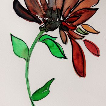 Pintura intitulada "Una flor" por Beatriz Astudillo, Obras de arte originais, Aquarela