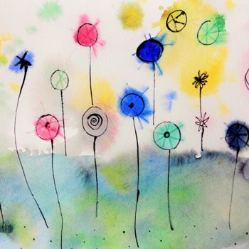 Pintura titulada "Flores que son estr…" por Beatriz Astudillo, Obra de arte original, Acuarela