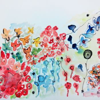 Pintura titulada "Flores para Hélène…" por Beatriz Astudillo, Obra de arte original, Acuarela
