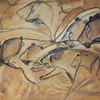 Painting titled "Leones de la Cueva…" by Beatriz Avilés, Original Artwork, Oil