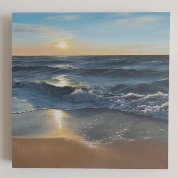 Painting titled "Mar azul" by Beatriz Avilés, Original Artwork, Oil