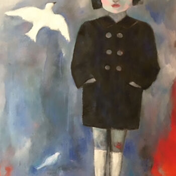 Peinture intitulée "L’oiseau blanc" par Beatriz Moya, Œuvre d'art originale, Huile