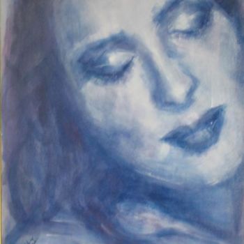 Pintura intitulada "portrait bleuté" por Schmidt Isabelle, Obras de arte originais