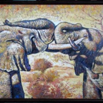 Pintura titulada "Слоны" por Vladimir Bebiia, Obra de arte original, Oleo