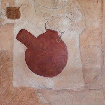 Painting titled "Marabout Tea" by Bebu, Original Artwork, Oil