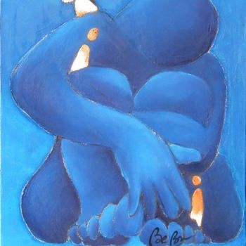 Peinture intitulée "Blue mood" par Bebu, Œuvre d'art originale, Huile