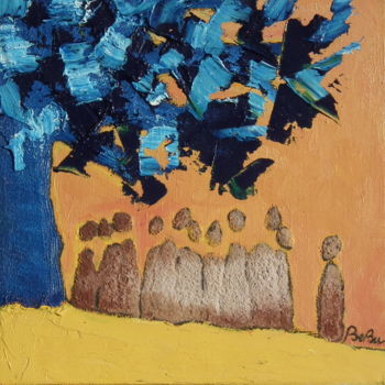 Peinture intitulée "arbre à palabres n°…" par Bebu, Œuvre d'art originale, Huile