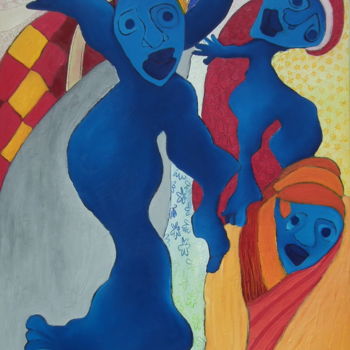 Malerei mit dem Titel "La promise au doigt…" von Bebu, Original-Kunstwerk, Öl