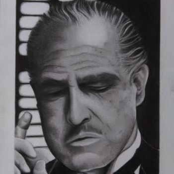 Dessin intitulée "Marlon Brando - Por…" par Rebeca Brandão, Œuvre d'art originale, Crayon