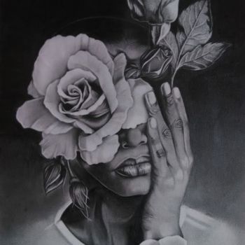 Drawing titled "Rosa Negra" by Rebeca Brandão, Original Artwork, Pencil