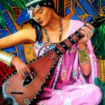 Peinture intitulée "Douceur Indienne" par Aurore Alexis, Œuvre d'art originale, Huile