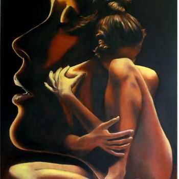 Painting titled "Sensualité" by Aurore Alexis, Original Artwork, Oil