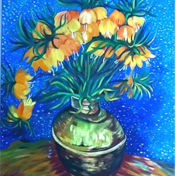 Painting titled "LES FRITILLAIRES" by Aurore Alexis, Original Artwork, Oil