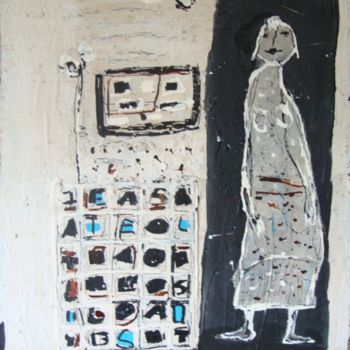 Malerei mit dem Titel "Wartendes Mädchen" von Heidrun Becker, Original-Kunstwerk, Acryl