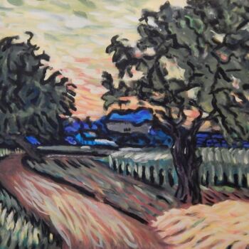 Malerei mit dem Titel "Van Gogh's Landscap…" von Becky Arner, Original-Kunstwerk, Acryl