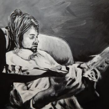 Malerei mit dem Titel "Kurt on a Couch" von Becky Arner, Original-Kunstwerk, Acryl