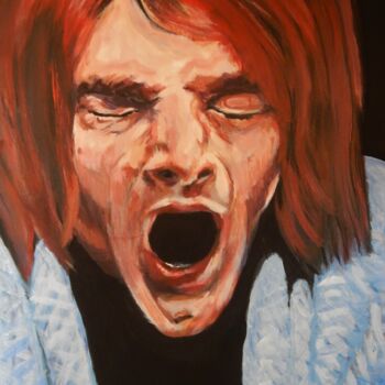 Pintura intitulada "Kurt Tired" por Becky Arner, Obras de arte originais, Acrílico