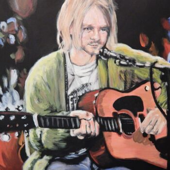 "Kurt Cobain at Unpl…" başlıklı Tablo Becky Arner tarafından, Orijinal sanat, Akrilik