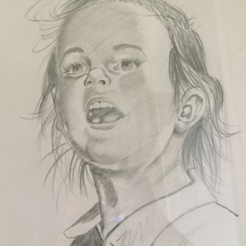 Рисунок под названием "Little girl smiling" - Yanis, Подлинное произведение искусства, Карандаш