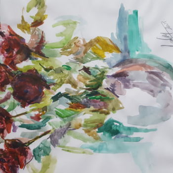 Painting titled "bouquet de fleur" by Be Youn, Original Artwork, Gouache