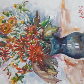 Painting titled "bouquet de fleur" by Be Youn, Original Artwork, Gouache