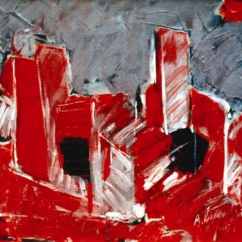 Painting titled "city red" by Bedri Karayağmurlar, Original Artwork