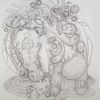 Drawing titled "Le Plongeon ©" by Bega, Original Artwork, Ink