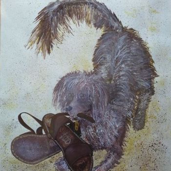 Malerei mit dem Titel "Hector & les Sandal…" von Bega, Original-Kunstwerk, Gouache