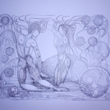Zeichnungen mit dem Titel "Séduction ©" von Bega, Original-Kunstwerk, Tinte