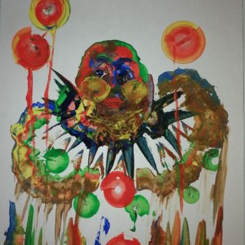 Painting titled "The Clown ©" by Bega, Original Artwork, Gouache