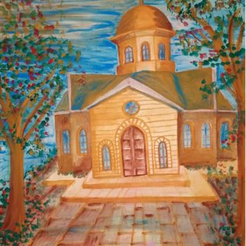 Painting titled "The Church ©" by Bega, Original Artwork, Watercolor