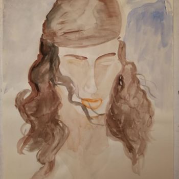 Painting titled "La Réflexion ©" by Bega, Original Artwork, Watercolor