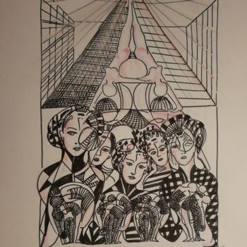 Drawing titled "Les Grands Magasins…" by Bega, Original Artwork, Ink