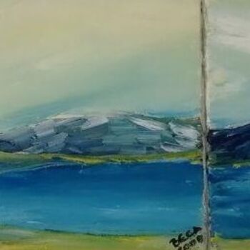 Painting titled "Le Lac ©" by Bega, Original Artwork, Oil