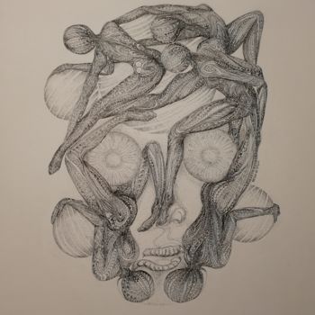 Drawing titled "Aquatic Dance ©" by Bega, Original Artwork, Ink