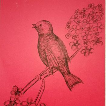 Zeichnungen mit dem Titel "Une hirondelle anno…" von Bega, Original-Kunstwerk, Tinte