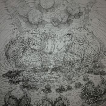 Dessin intitulée "Océanes ©" par Bega, Œuvre d'art originale, Encre