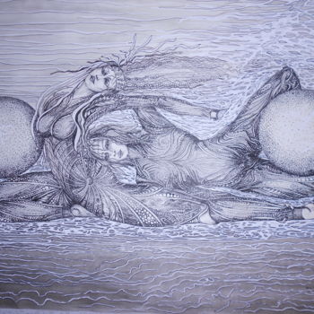 Drawing titled "Les gymnastes  ©" by Bega, Original Artwork, Ink