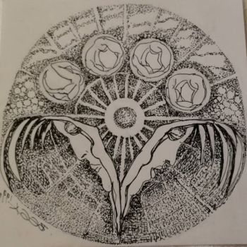 Desenho intitulada "Le Système solaire…" por Bega, Obras de arte originais, Tinta