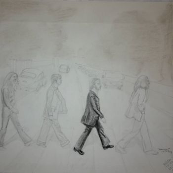 Drawing titled "The Beatles ©" by Bega, Original Artwork, Ink
