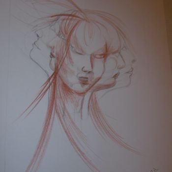Drawing titled "Etude du mouvement ©" by Bega, Original Artwork, Pencil